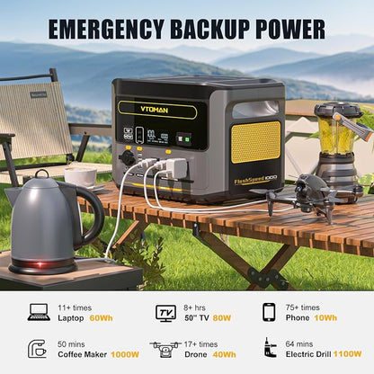 VTOMAN FlashSpeed 1000 Portable Power Station, 828Wh LiFePO4 Battery Solar - Image 7