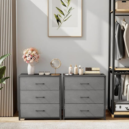 Nightstand with 3 Drawers for Bedroom, Storage Dresser with Fabric Drawers and - Image 9