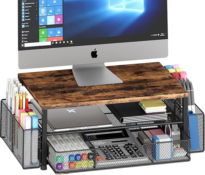 OPNICE Desk Organizers and Accessories, 2-Tier Computer Monitor Stand Riser by OPNICE