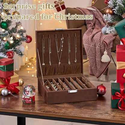 BEWISHOME Necklace Organizer Box, 2-Layer Jewelry Box to Save Space, Modern - Image 2