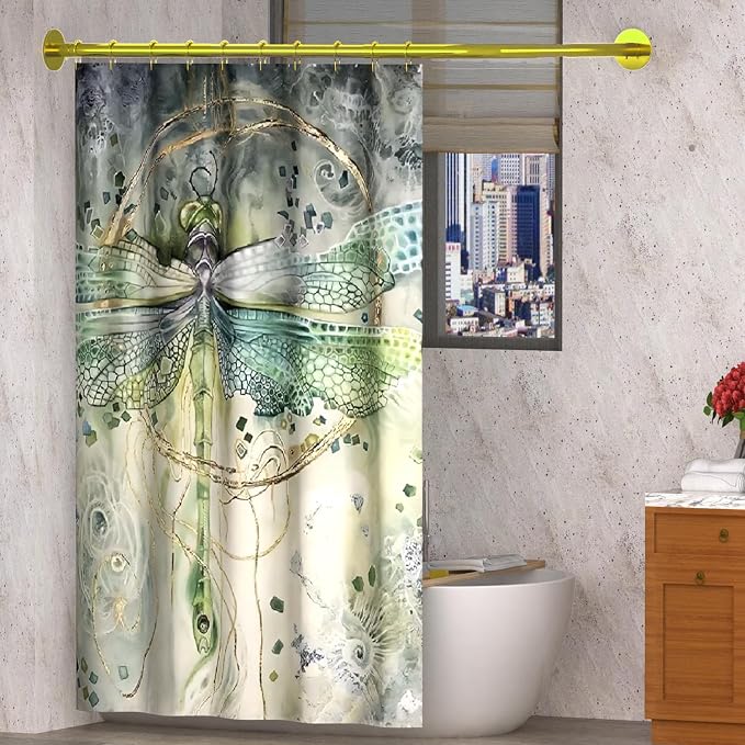 Corner Shower Curtain Rod Adjustable Stainless Steel L Shaped Rack Drill Free - Image 3