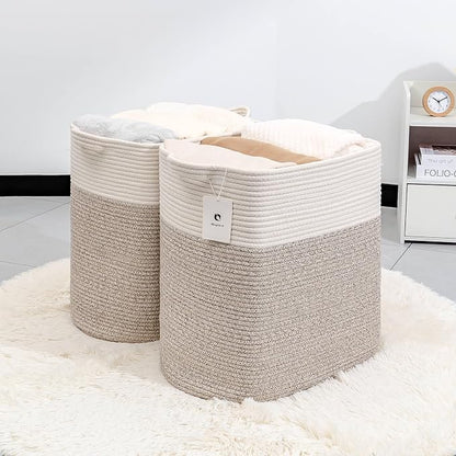 Tall Storage Baskets for Clothes Fabric Cotton Rope Storage Basket bin - Image 3