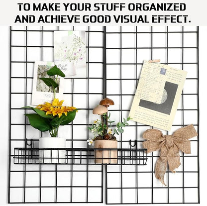 Blulu 4 Pcs 15.75 x 3.94 x 1.97 Inch Metal Grid Wall Baskets - Image 5