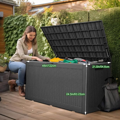 120 Gallon Outdoor Deck Box, Storage Lockable Waterproof Patio Furniture - Image 2