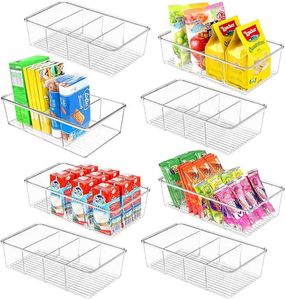 Snack Organizer for Pantry Shelf, 8 Pack Clear Plastic Pantry Storage Bins by YourBestHomeKitchenChoice
