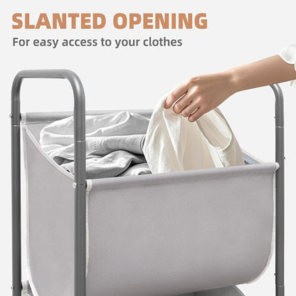 STORAGE MANIAC 80 Liters Vertical Rolling Laundry Hamper, 2 Section Laundry - Image 3
