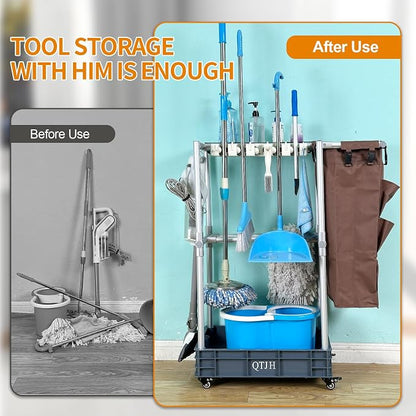 Rolling Cleaning Cart, Cleaning Tools Organizer, Housekeeping & Janitorial Cart - Image 2