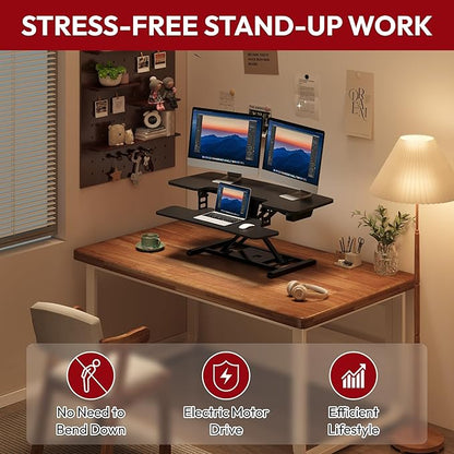 SANODESK 42" Electric Standing Desk Converter, Height Adjustable Riser - Image 3