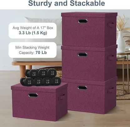 Large 17" 36 Quart Collapsible Stackable Storage Bins - Image 3