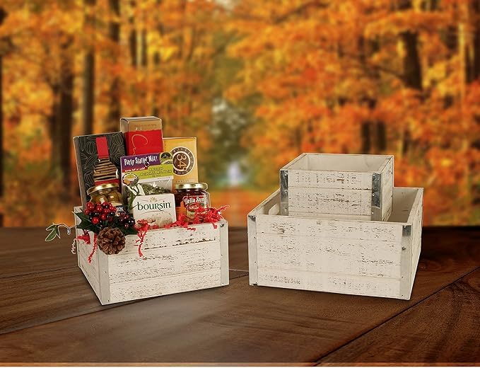 wald imports - Set of 3 Distressed White-Washed Wooden Crates - Image 5
