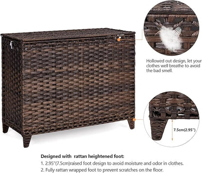 Laundry Hamper with 4 Removable Liner Bags; 176L Handwoven Rattan Laundry - Image 5