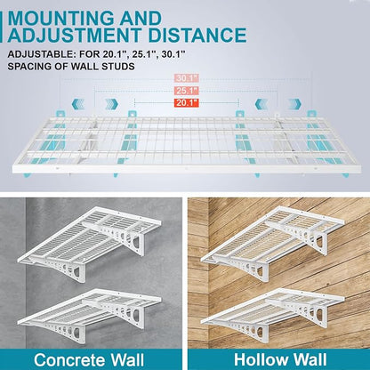 2-Pack 1.5×3.8ft Garage Wall Shelving, 18×45.6 inches Heavy Duty Wall Mounted - Image 3