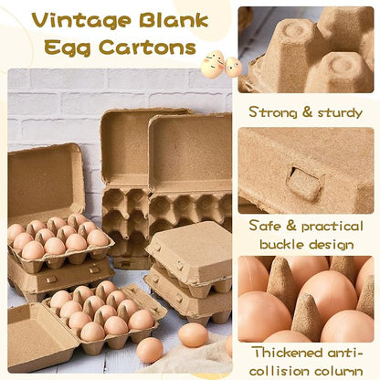 Rtteri 150 Pieces Paper Pulp Egg Cartons 3x4 Style Vintage Blank Egg Cartons - Image 3