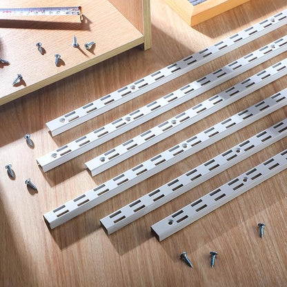 6 Pcs Dual Track Upright Wall Shelving System Heavy Duty Support System Twin - Image 5