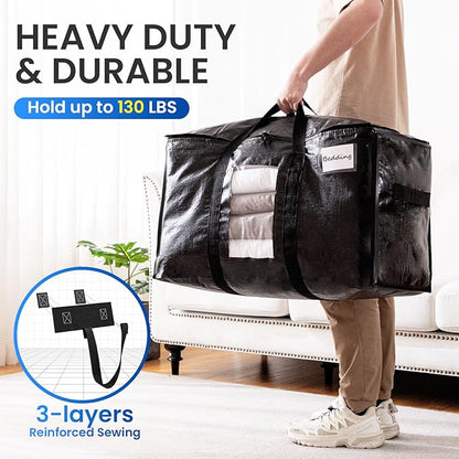 TAILI Extra Large Moving Bags, 10 Pack Black Heavy Duty Totes - Image 4