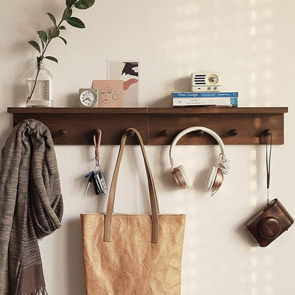 Entrance Coat Rack ，Coat Hooks, Wall-Mounted Wooden Hook Rack, Wall-Mounted - Image 5