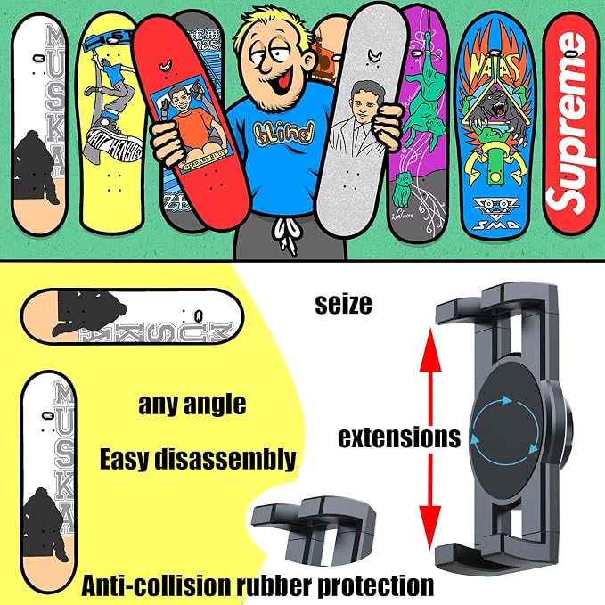 Skate deck wall mount, 360° rotatable skateboard wall mount, Floating Display - Image 3