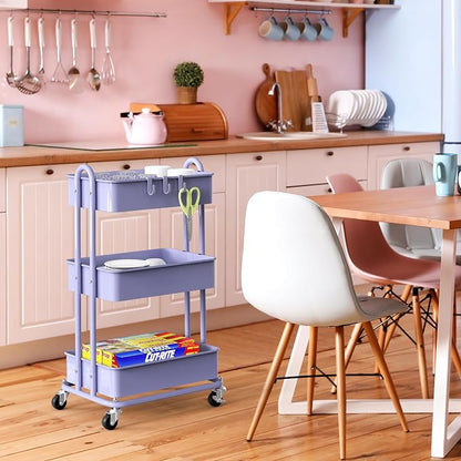 Simple Houseware 3-Tier Heavy Duty Metal Utility Rolling Cart - Image 5