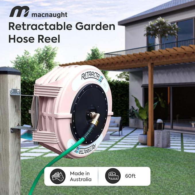 Macnaught Retractable Garden Hose Reel, 60 Ft Water Hose Reel Heavy Duty - Image 3