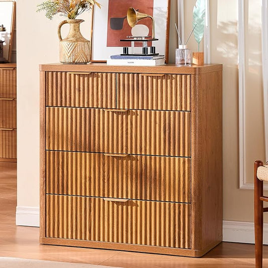 LEYAOYAO Fluted 5 Drawers Dresser by LEYAOYAO-Findtheshiningpointofyourideallife%EF%BC%81