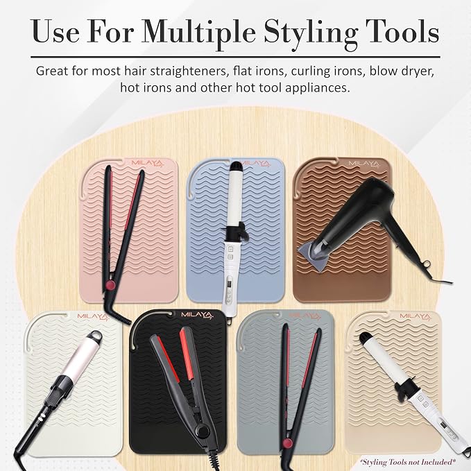 Vanity Accessories Heat Resistant Mat – Silicone Flat Iron & Curling Iron Holder - Image 9