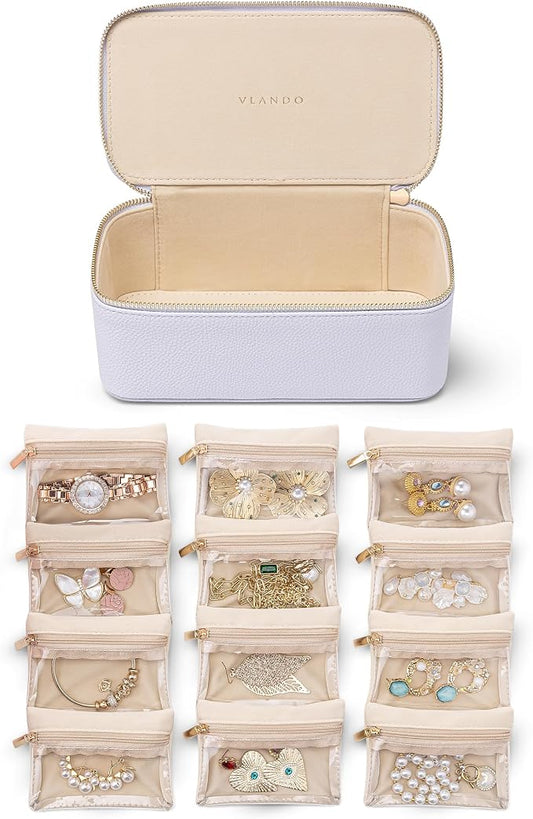 Vlando Jewelry Box with 12 Velvet Jewelry Bags Travel Jewelry Case by VLANDO
