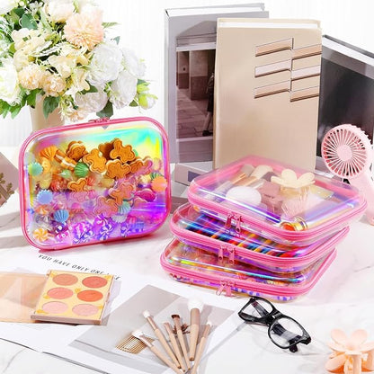 Hoolerry 4 Pcs Hard Clear Zipper Case Makeup Bags Plastic Pencil Pouch - Image 6