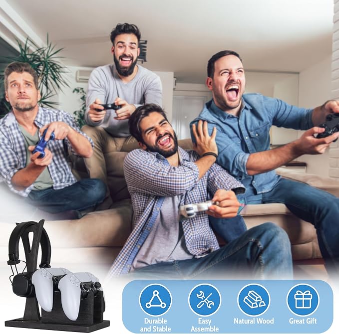 Gamer Gifts for Men Teenage Boy Controller Holder & Headphone Stand, Stylish - Image 2