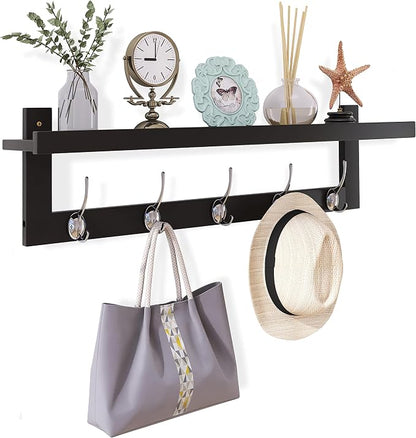 SMIBUY Coat Hooks with Shelf Wall-Mounted, 29.2 Inch Entryway Coat Rack by SMIBUY