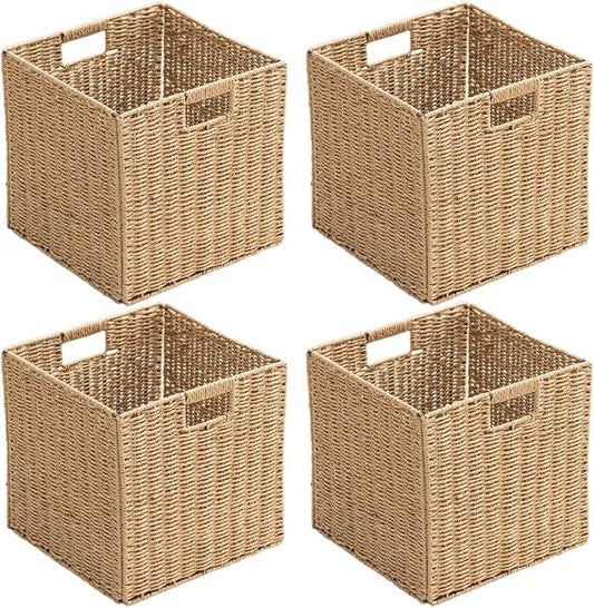 Handwoven Paper Woven Cube Basket Organizer by HaoGZMZFCL