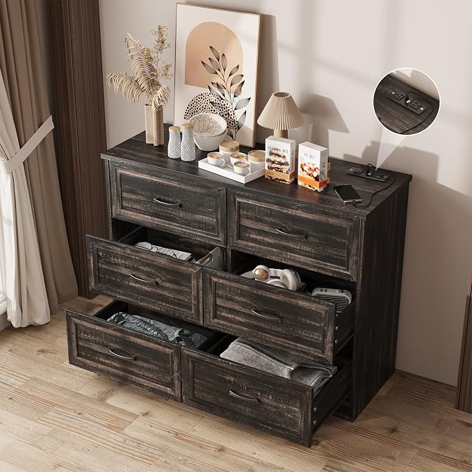 Fameill Dresser for Bedroom, 6 Drawer Wide Dressers Organizer by Fameill
