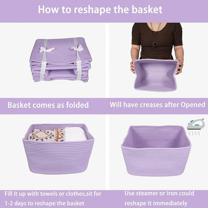 Cotton Rope storage Basket Bins Woven Basket - Image 7