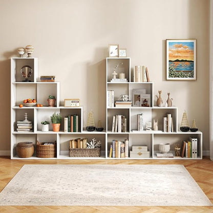 Tangkula 4-Tier Stepped Bookshelf, Freestanding 6 Cubes Ladder Bookcase - Image 5