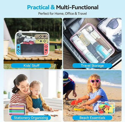 3Pcs Clear Zipper Pouches, Hard Clear Hard Shell Zipper Case Makeup Bag & - Image 6