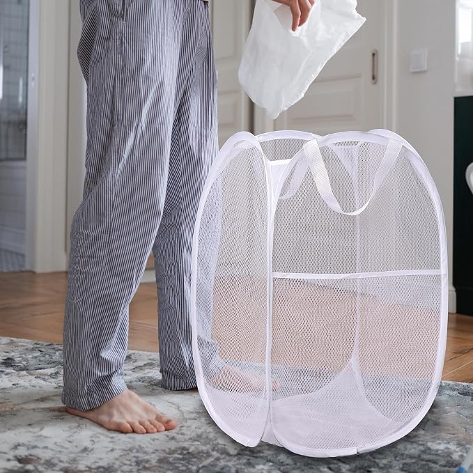Foldable Mesh Popup Laundry Hamper, Laundry Basket Easy to Open and Fold - Image 3