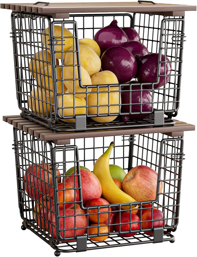 Wire Storage Basket For Kitchen Pantry and Counter by GGIU