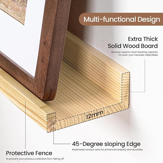Picture Ledge Shelf, Floating Shelves Set of 2, 40 Inches Solid Wood Nursery - Image 4