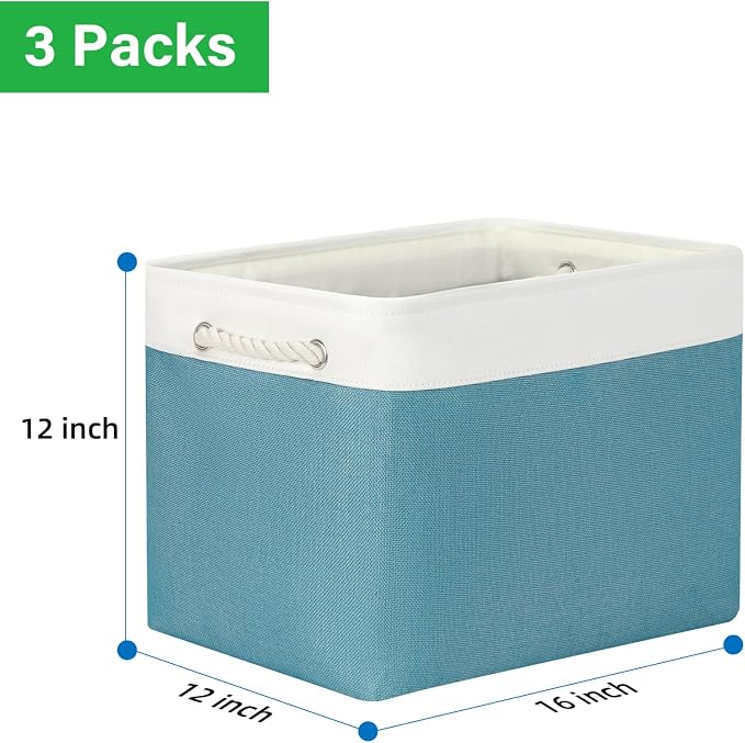 Bidtakay Large Storage Baskets for Shelves 3 Pack 16x11.8x11.8 Inch Storage - Image 7