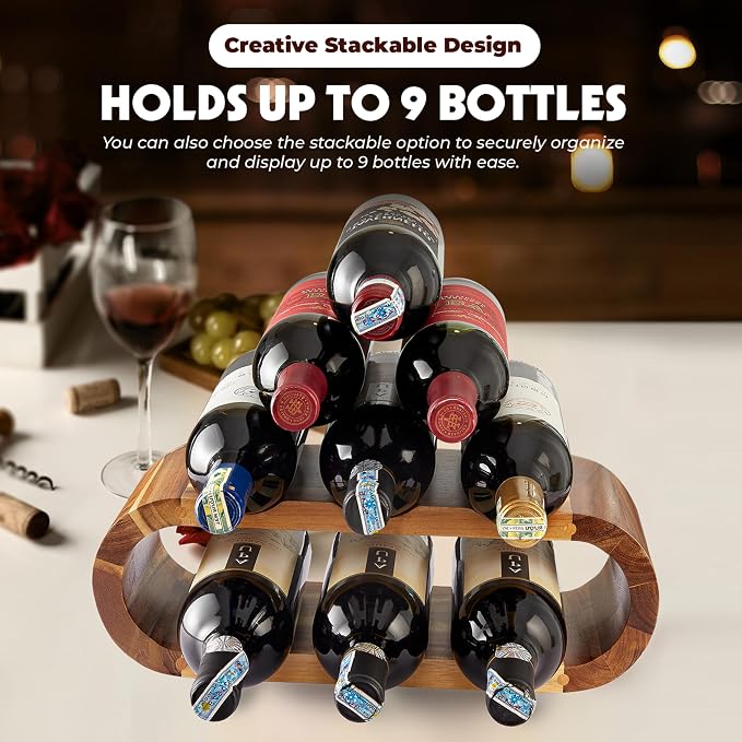 BLUEWEST Wooden Wine Racks Countertop – 6 Bottle Freestanding Wine Holder Stand - Image 5