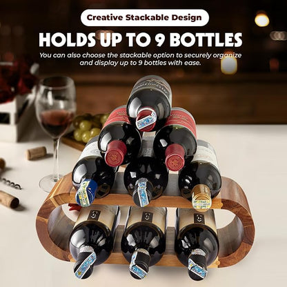 BLUEWEST Wooden Wine Racks Countertop – 6 Bottle Freestanding Wine Holder Stand - Image 5