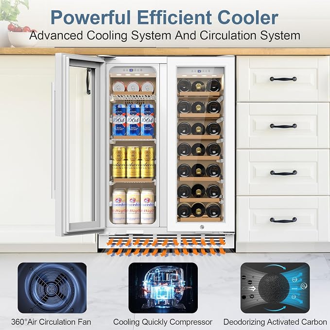 Wine and Beverage Refrigerator, 24 Inch Beverage Cooler Dual Zone - Image 5