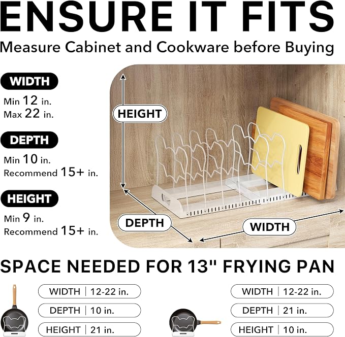 Simple Houseware Expandable Pan Organizer Rack, 10 Adjustable Compartments - Image 3