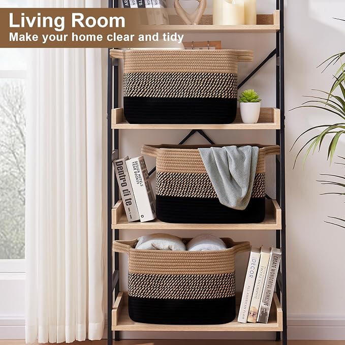 Storage Basket for Organizing, Woven Baskets for Storage, Rectangle Decorative - Image 4