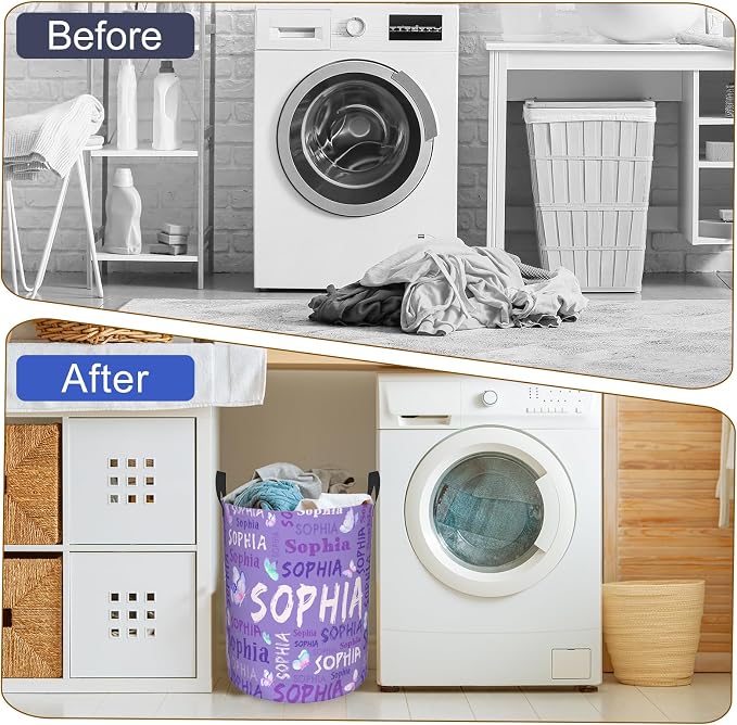 Custom Name Laundry Hamper, Personalized Laundry Basket - Image 7