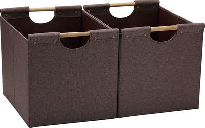 HOONEX Large Collapsible Storage Bins, Linen Fabric, 2 Pack, Storage Baskets by HOONEX
