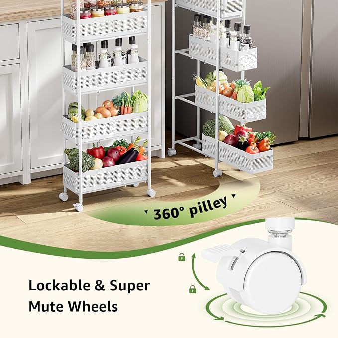 KINGRACK 5-Tier Slim Storage Cart - Image 5