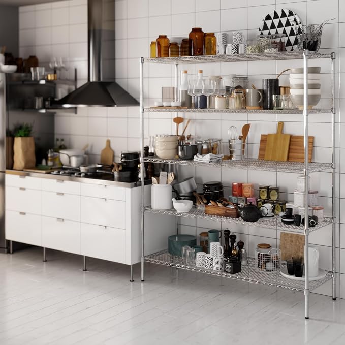 21" Deep x 60" Wide x 74" Height Wire Shelving Kit | 5-Tier | NSF Commercial - Image 8
