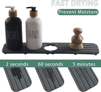17inch x 4inch Kitchen Sink Faucet Mat, Water Absorbing Stone Faucet Splash - Image 3