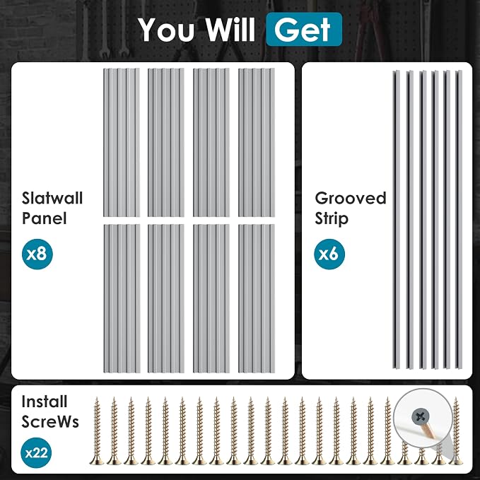 Braki PVC Slat Wall Paneling 4x8 ft, Garage Organizer Storage System, Heavy - Image 3