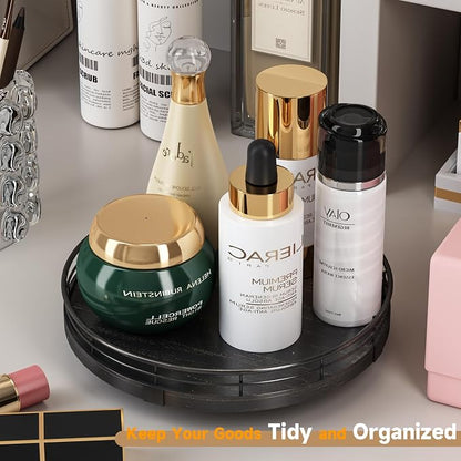 9" Oak Bathroom Vanity Tray Turntable - Image 2